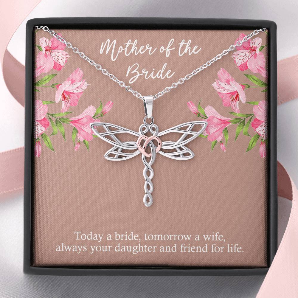 To My Mom of the Bride Gifts, Always Your Daughter, Dragonfly Necklace For Women, Wedding Day Thank You Ideas From Bride