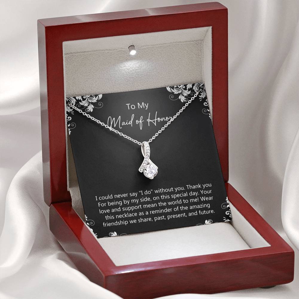 To My Maid Of Honor Gifts, Love And Support, Alluring Beauty Necklace For Women, Wedding Day Thank You Ideas From Bride