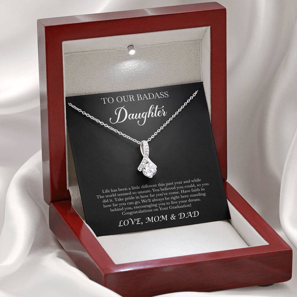 To My Badass Daughter Gifts, Congratulations, Alluring Beauty Necklace For Women, Graduation Present Ideas From Mom Dad