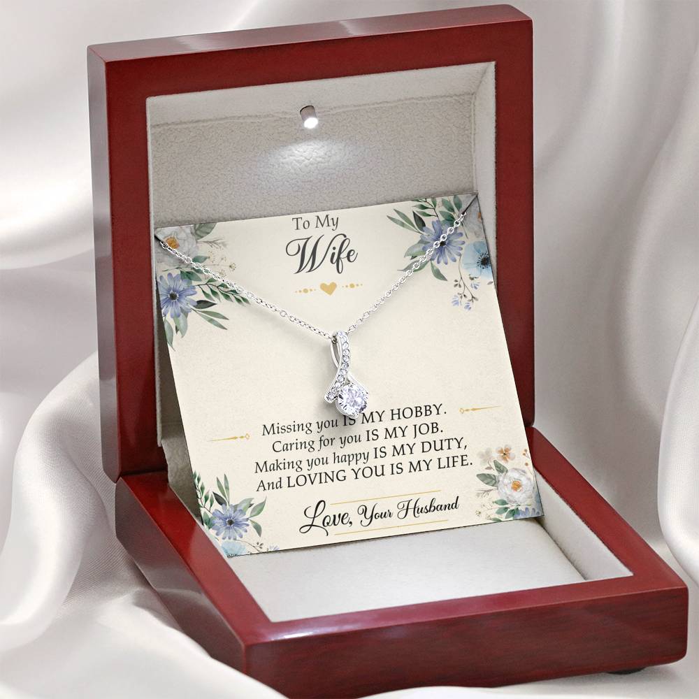 To My Wife, Missing You Is My Hobby, Alluring Beauty Necklace For Women, Anniversary Birthday Gifts From Husband