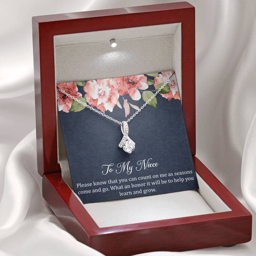 To My Niece Gifts, You Can Count On Me, Alluring Beauty Necklace For Women, Niece Birthday Present From Aunt Uncle