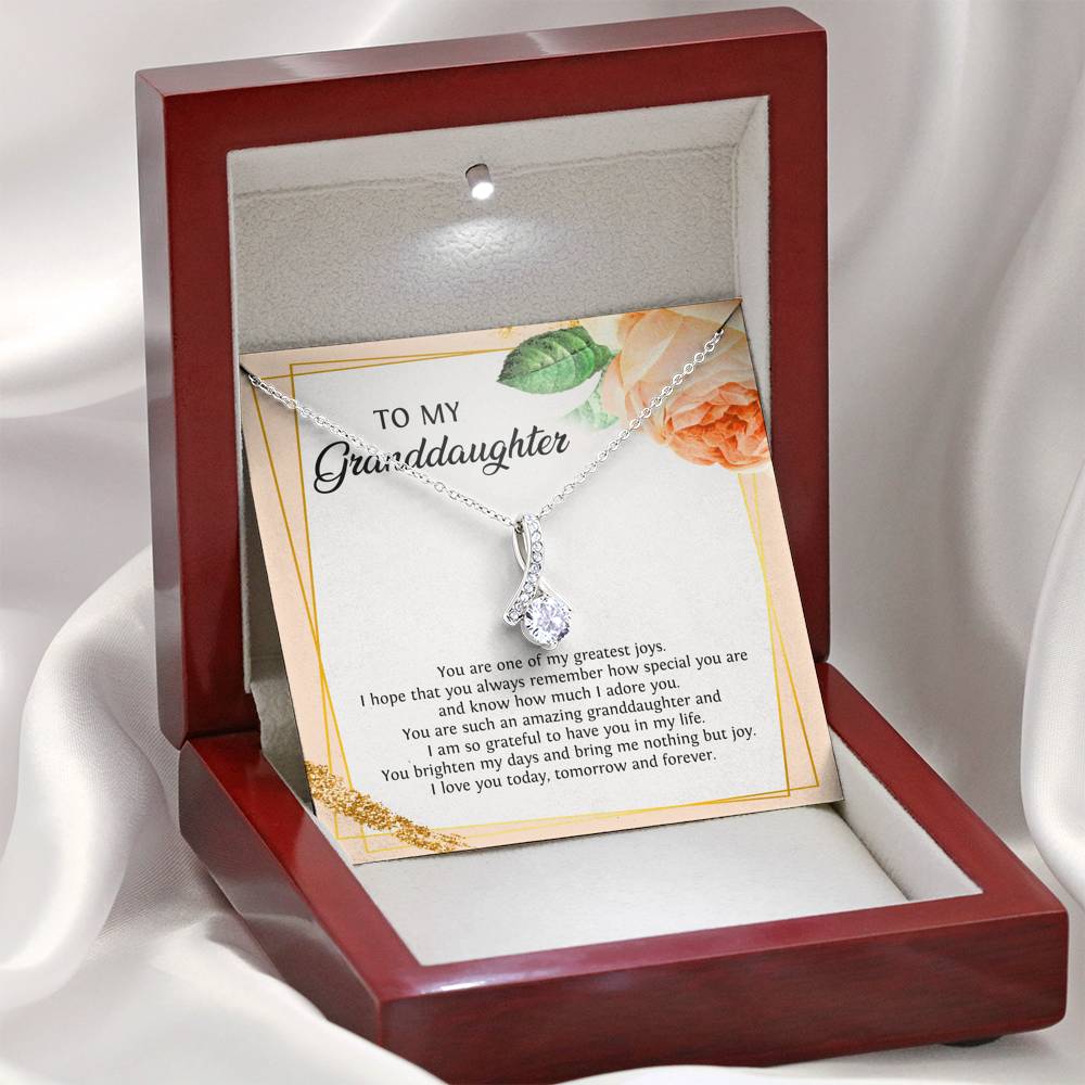 To My Granddaughter Gifts, You Are One Of My Greatest Joys, Alluring Beauty Necklace For Women, Birthday Present Idea From Grandma Grandpa