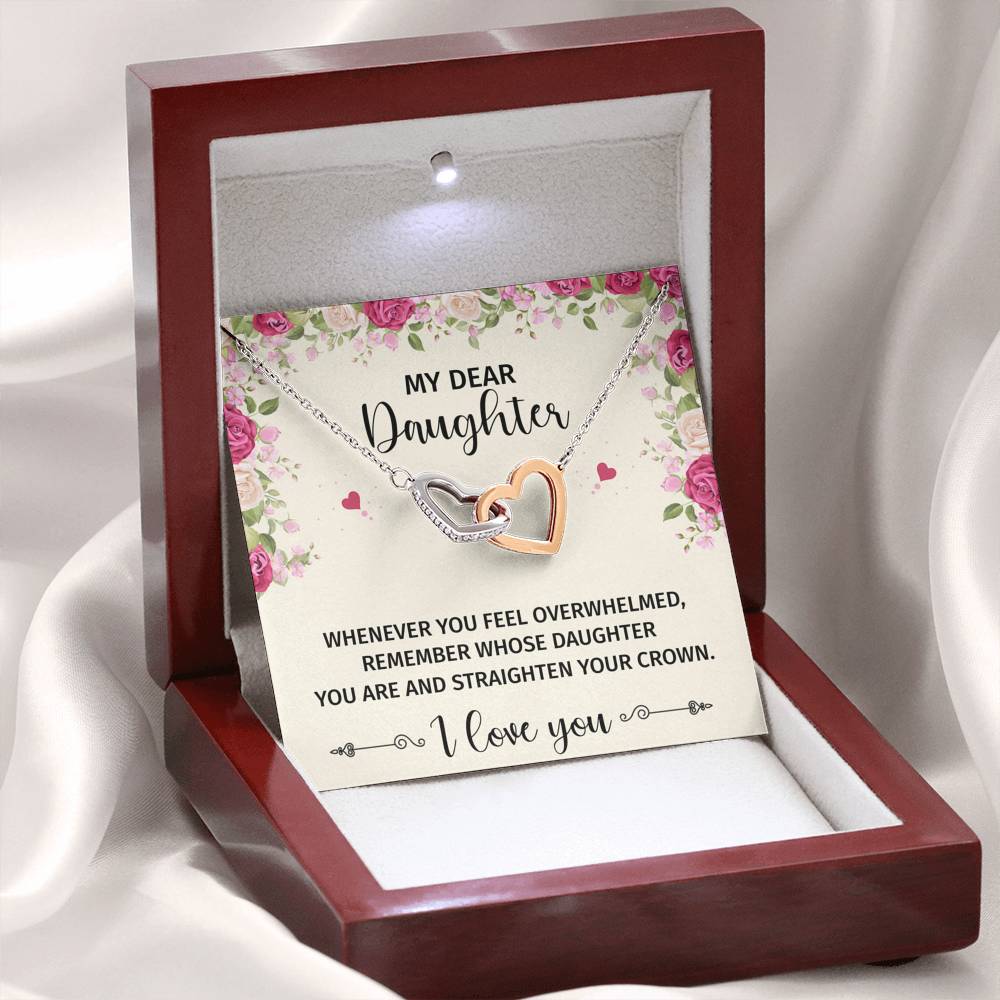 To My Daughter Gifts, Whenever You Feel Overwhelmed, Interlocking Heart Necklace For Women, Birthday Present Ideas From Mom Dad