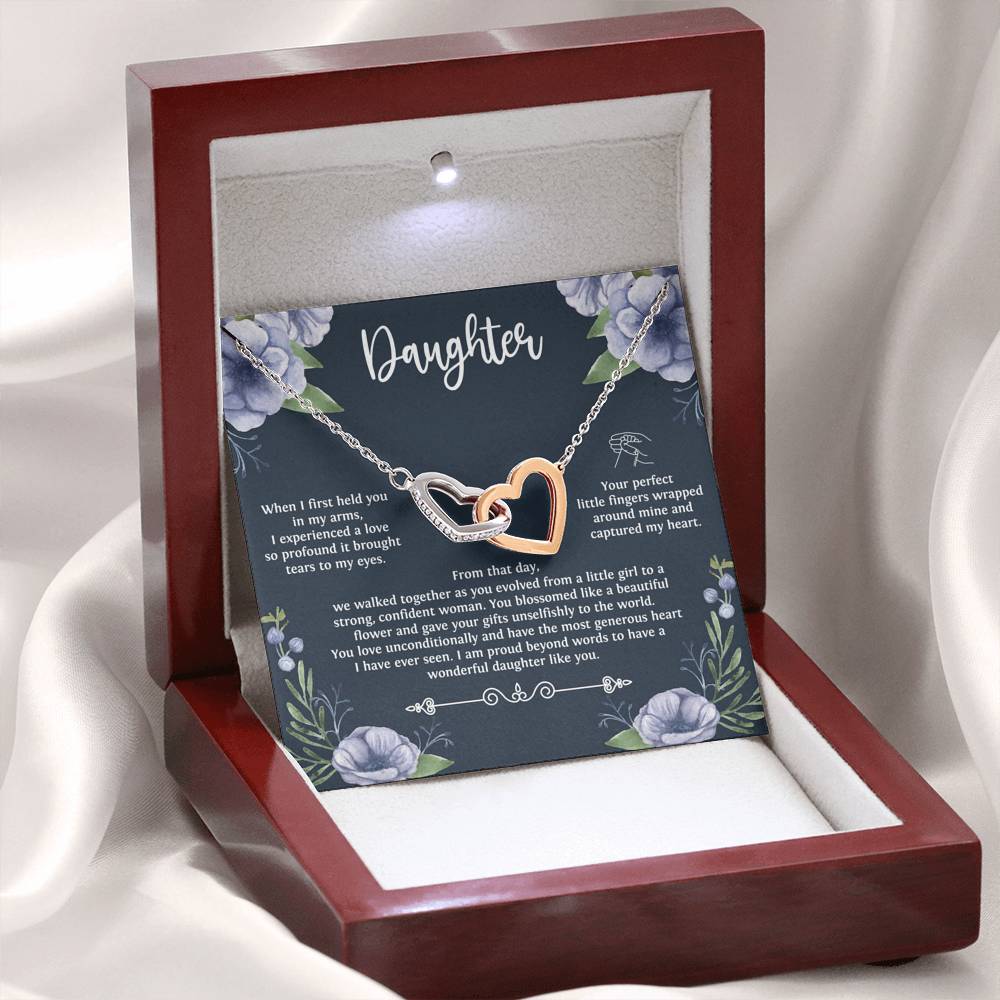 To My Daughter Gifts, When I First Held You In My Arms, Interlocking Heart Necklace For Women, Birthday Present Ideas From Mom Dad