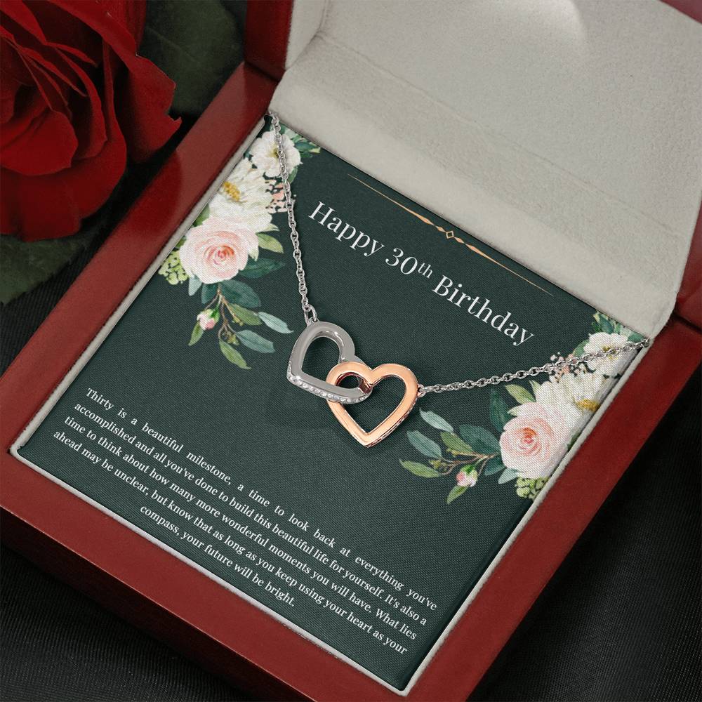 Daughter Interlocking Heart Necklace - Happy 30th Birthday Design | Milestone Gift