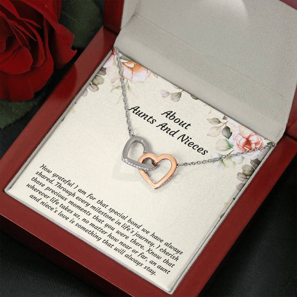 To My Niece Gifts, How Grateful I Am For That Special Bond, Interlocking Heart Necklace For Women, Niece Birthday Present From Aunt