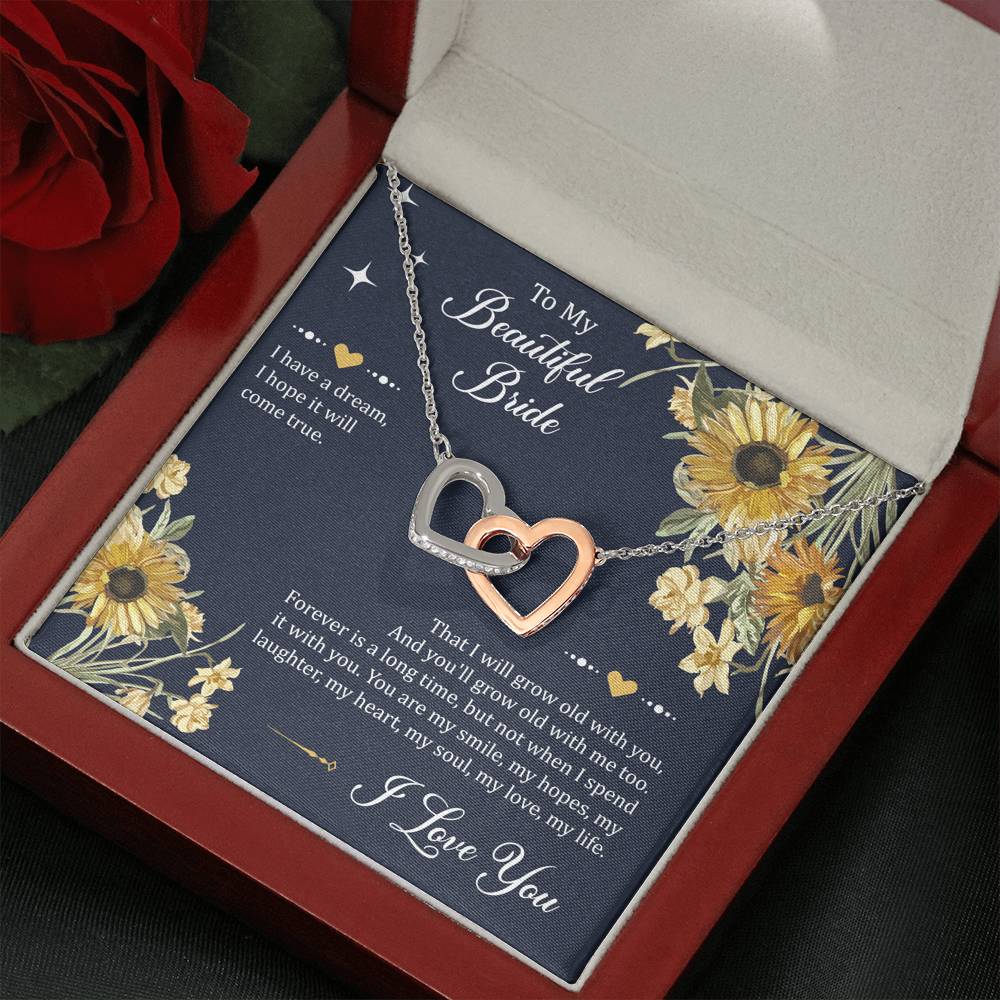 To My Bride Gifts, I Have A Dream, Interlocking Heart Necklace For Women, Wedding Day Thank You Ideas From Groom