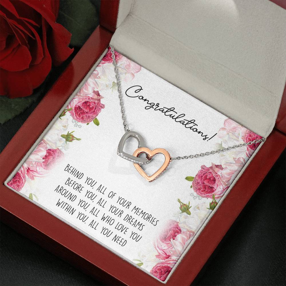Graduation Gifts, Within You, Interlocking Heart Necklace For Women, College Preschool High School Graduation Present