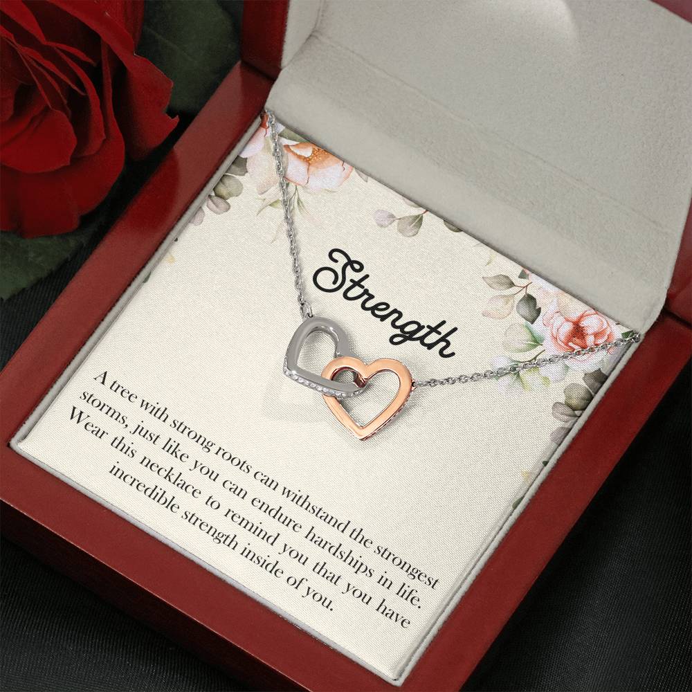 Encouragement Gifts, Strength, Motivational Interlocking Heart Necklace For Women, Sympathy Inspiration Friendship Present