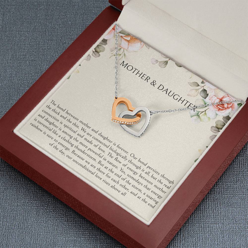 To My Daughter Gifts, Mother and Daughter Bond, Interlocking Heart Necklace For Women, Birthday Present Idea From Mom
