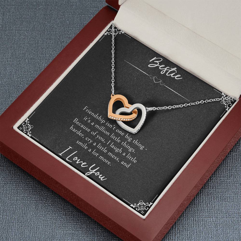To My Friend Gifts, Because Of You, Interlocking Heart Necklace For Women, Birthday Present Idea From Bestie