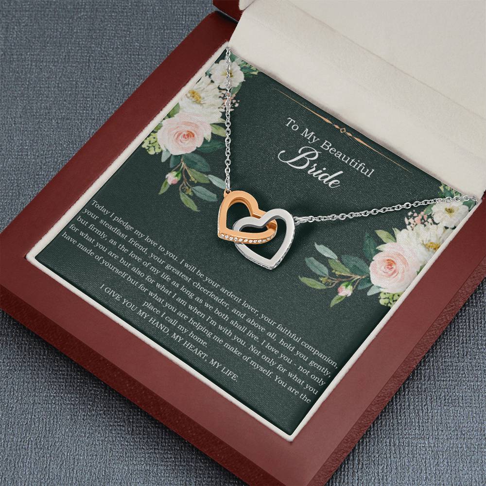 To My Bride Gifts, Today I Pledge My Love To You, Interlocking Heart Necklace For Women, Wedding Day Thank You Ideas From Groom