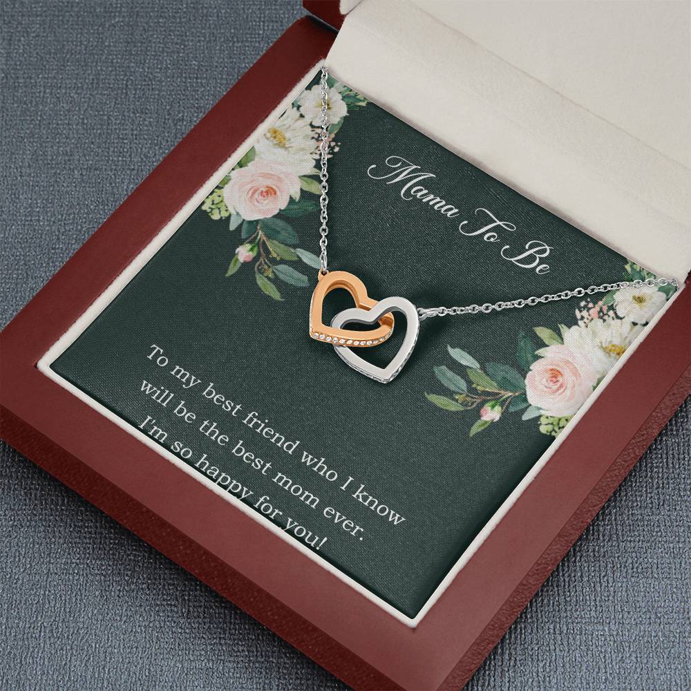 Gift for Expecting Mom, To My Best Friend, Mom to Be Interlocking Heart Necklace For Women, Pregnancy Gift For New Mother