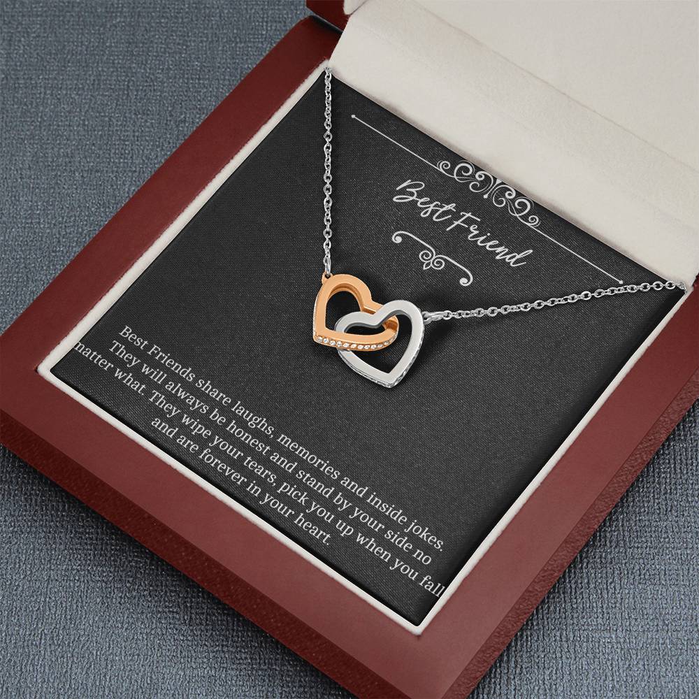 To My Friend Gifts, Forever In Your Heart, Interlocking Heart Necklace For Women, Birthday Present Idea From Bestie