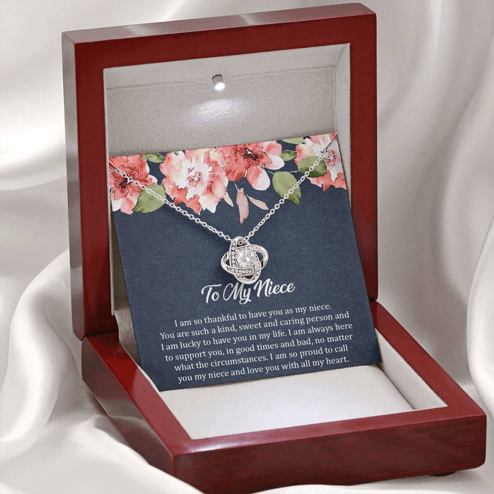 To My Niece Gifts, I'm So Thankful, Love Knot Necklace For Women, Birthday Present Ideas From Aunt Uncle