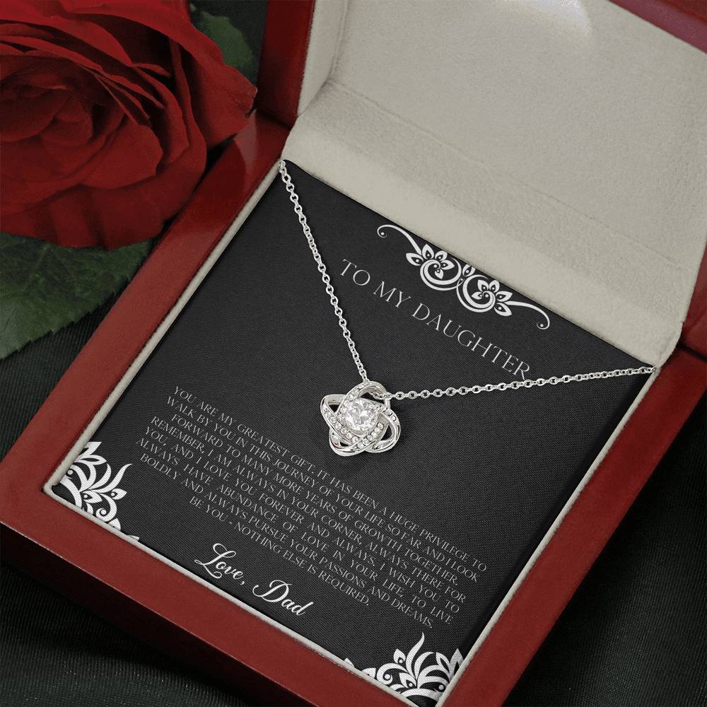 To My Daughter Gifts, You Are My Greatest Gift, Love Knot Necklace For Women, Birthday Present Idea From Dad