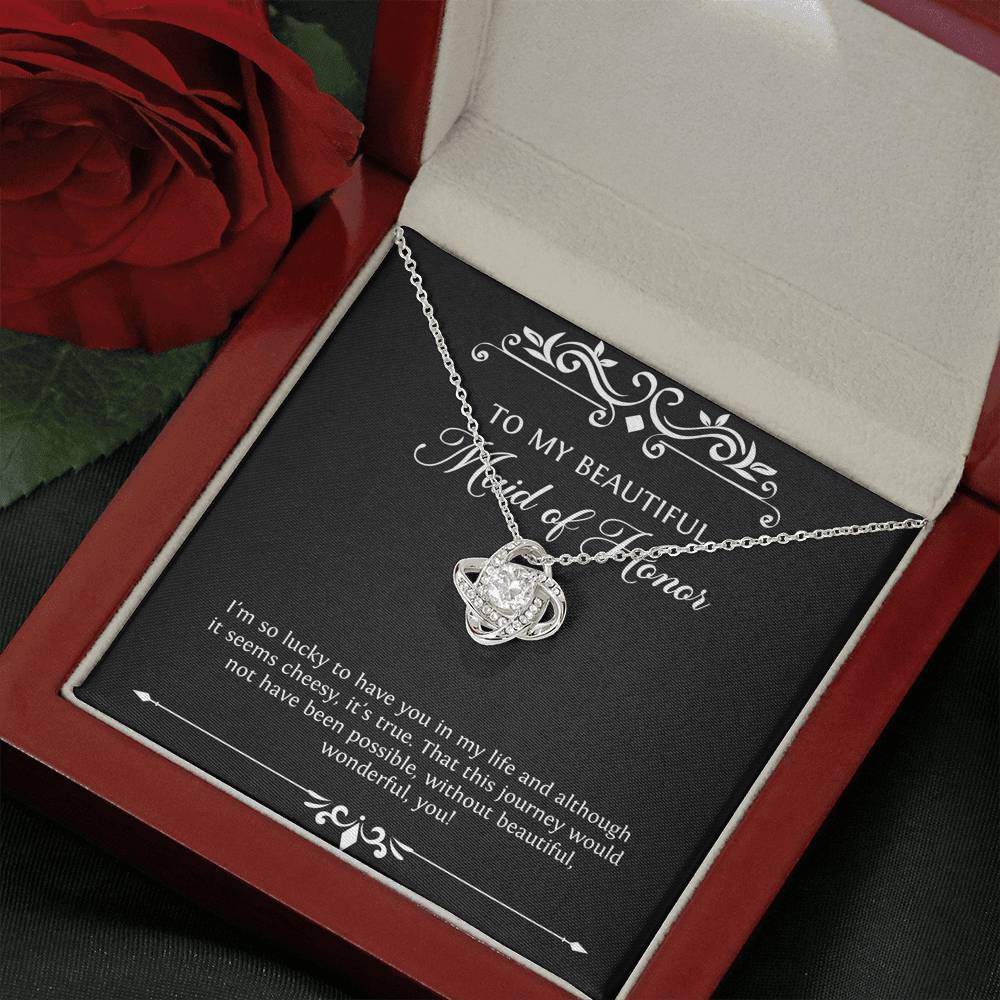 To My Maid of Honor Gifts, I'm Lucky To Have You, Love Knot Necklace For Women, Wedding Day Thank You Ideas From Bride