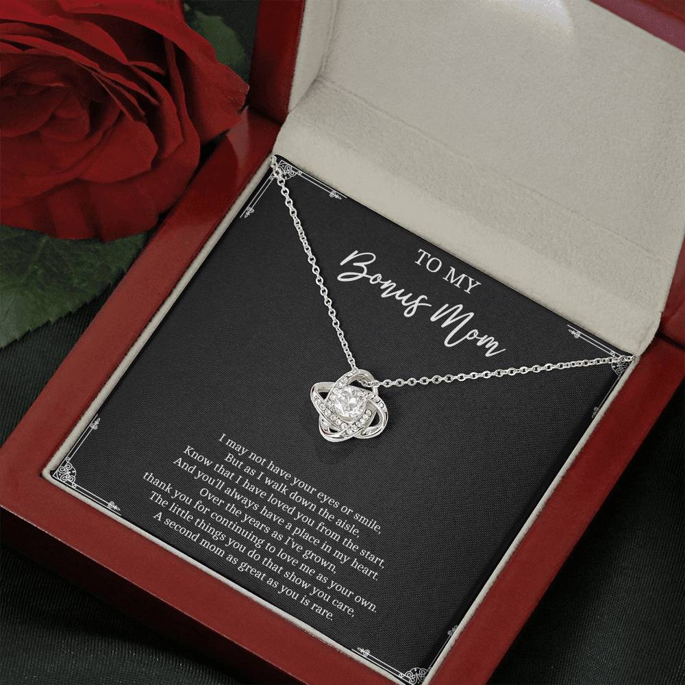 To My Bonus Mom Gifts, I May Not Have Your Eyes, Love Knot Necklace For Women, Wedding Day Thank You Ideas From Bride