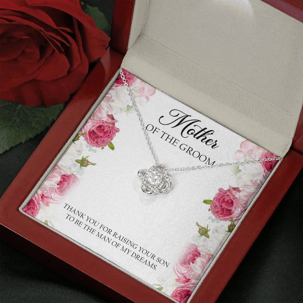 Mom of the Groom Gifts, Thank You For Raising Your Son, Love Knot Necklace For Women, Wedding Day Thank You Ideas From Bride