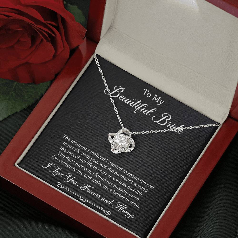 To My Bride Gifts, You Make Me A Better Person, Love Knot Necklace For Women, Wedding Day Thank You Ideas From Groom