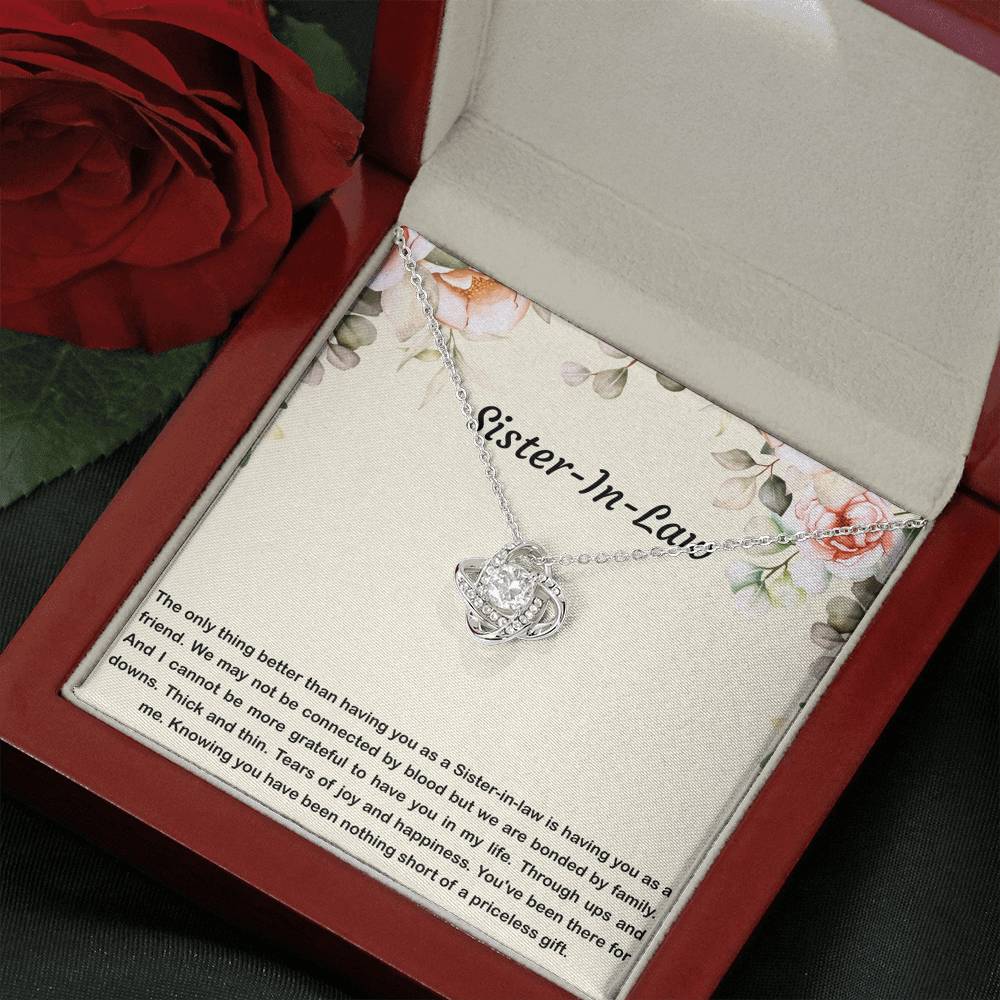 To My Sister-in-law Gifts, Bonded By Family, Love Knot Necklace For Women, Birthday Present Idea From Sister
