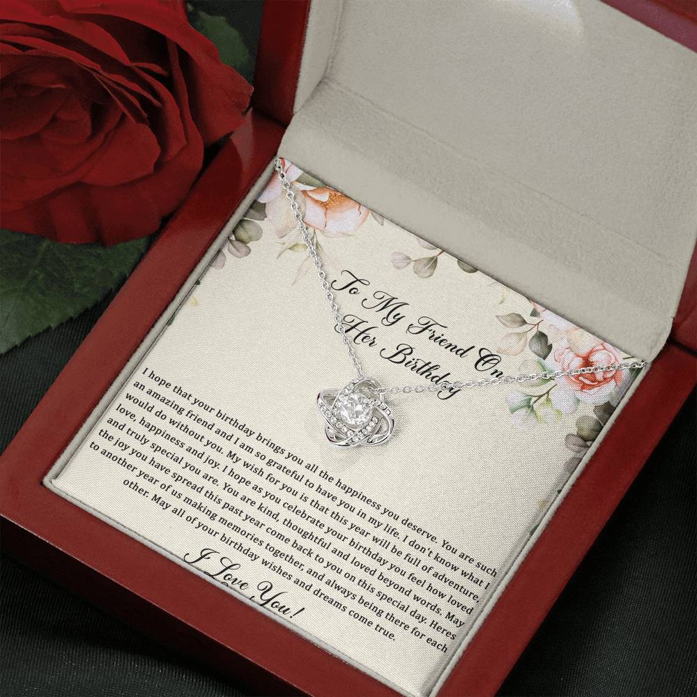 Birthday Gifts For Women, May Your Wishes Come True, Love Knot Necklace, Happy Birthday Message Card Jewelry For Friend