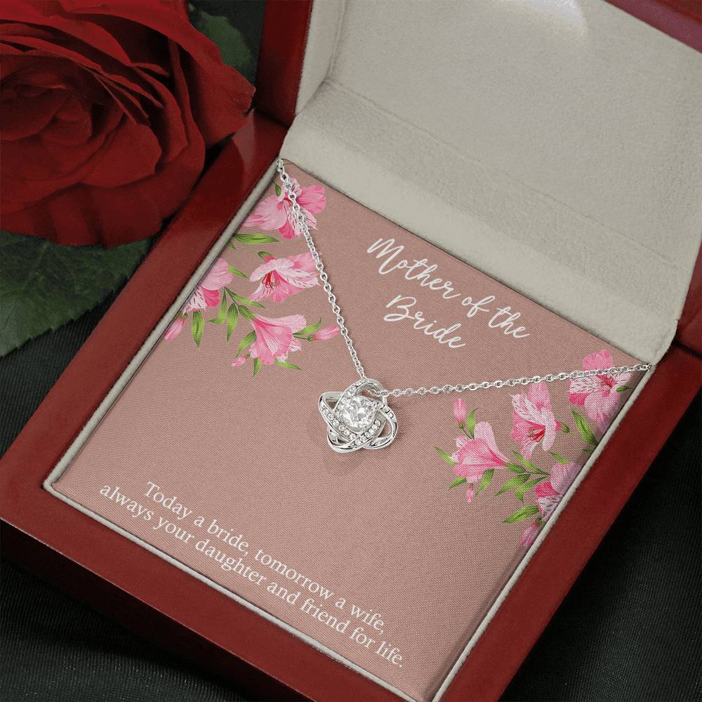 To My Mom of the Bride Gifts, Always Your Daughter, Love Knot Necklace For Women, Wedding Day Thank You Ideas From Bride