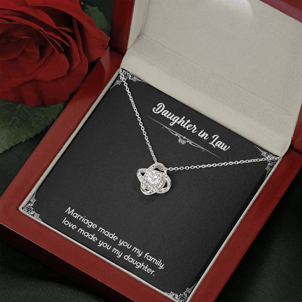 To My Daughter-in-law Gifts, Love Made You My Daughter, Love Knot Necklace For Women, Birthday Present Idea From Mother-in-law