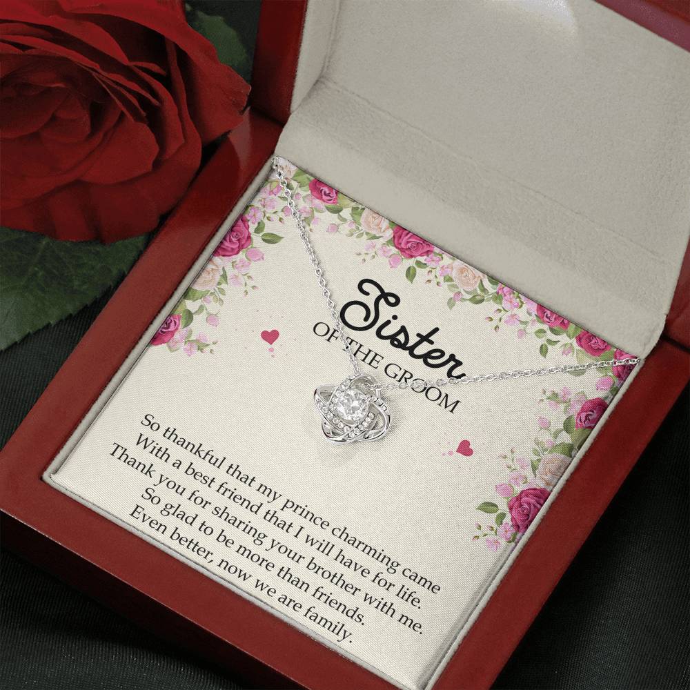 Sister Of The Groom Gifts, So Glad To Be More Than Friends, Love Knot Necklace For Women, Wedding Day Thank You Ideas From Bride