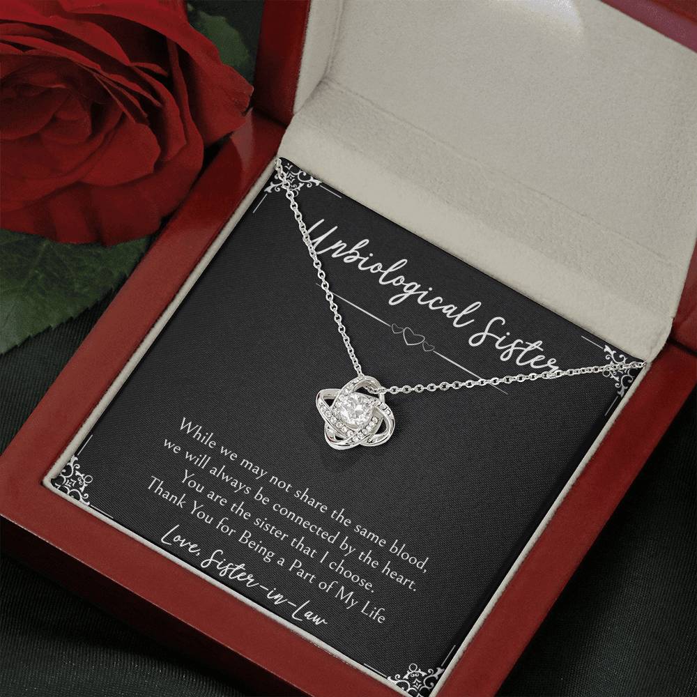 To My Unbiological Sister Gifts, Being A Part of My Life, Love Knot Necklace For Women, Birthday Present Idea From Sister-in-law