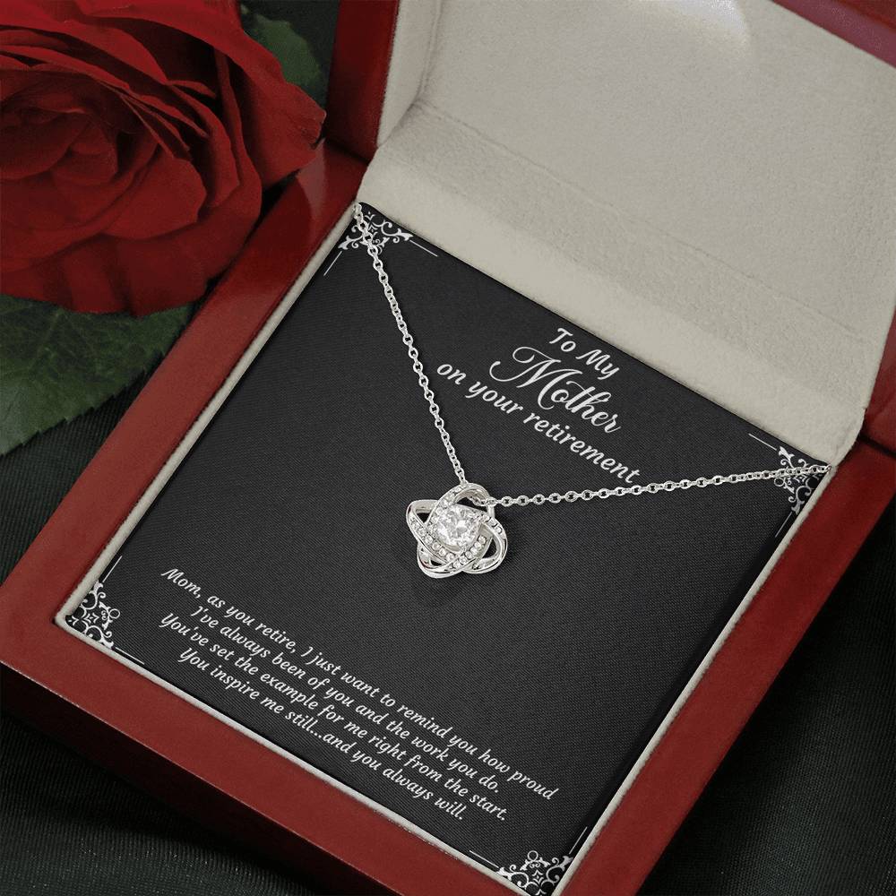 Mom Retirement Gifts, As You Retire, Happy Retirement Love Knot Necklace For Women, Retirement Party Favor From Daughter Son