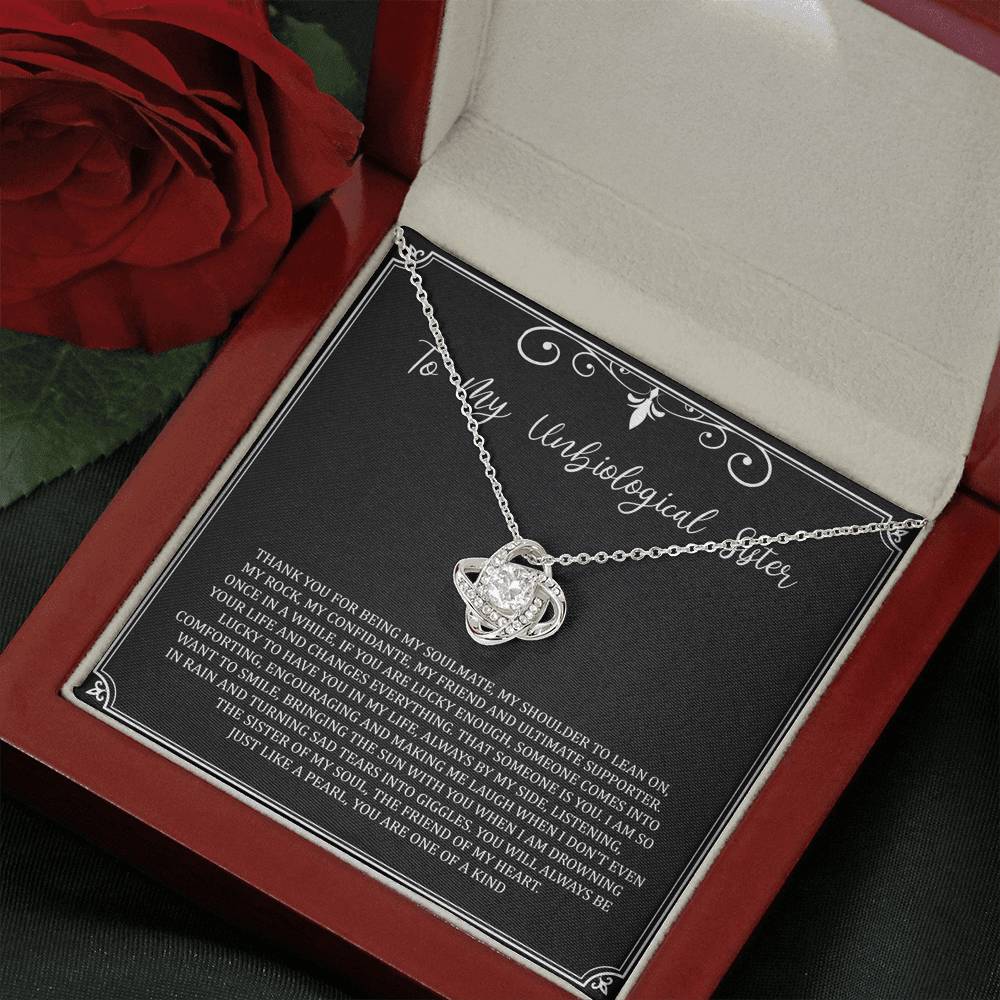 To My Unbiological Sister Gifts, My Soulmate, Love Knot Necklace For Women, Birthday Present Idea From Sister-in-law