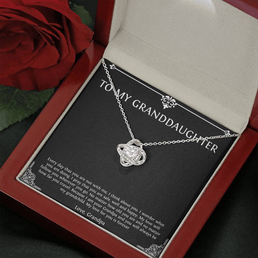 To My Granddaughter Gifts, I Think About You, Love Knot Necklace For Women, Birthday Present Idea From Grandpa