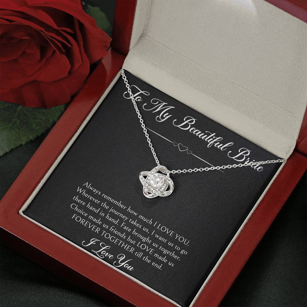 To My Bride Gifts, Forever Together Till The End, Love Knot Necklace For Women, Wedding Day Thank You Ideas From Groom
