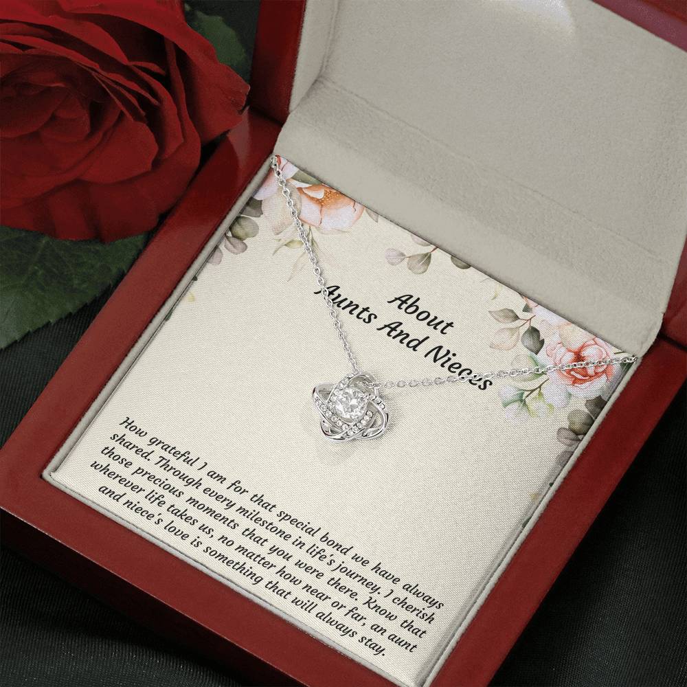 To My Niece Gifts, How Grateful I Am For That Special Bond, Love Knot Necklace For Women, Niece Birthday Present From Aunt