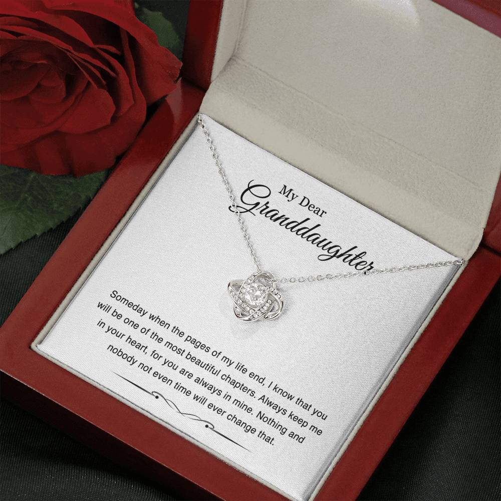 To My Granddaughter Gifts, Someday When The Pages Of My Life End, Love Knot Necklace For Women, Birthday Present Idea From Grandma Grandpa
