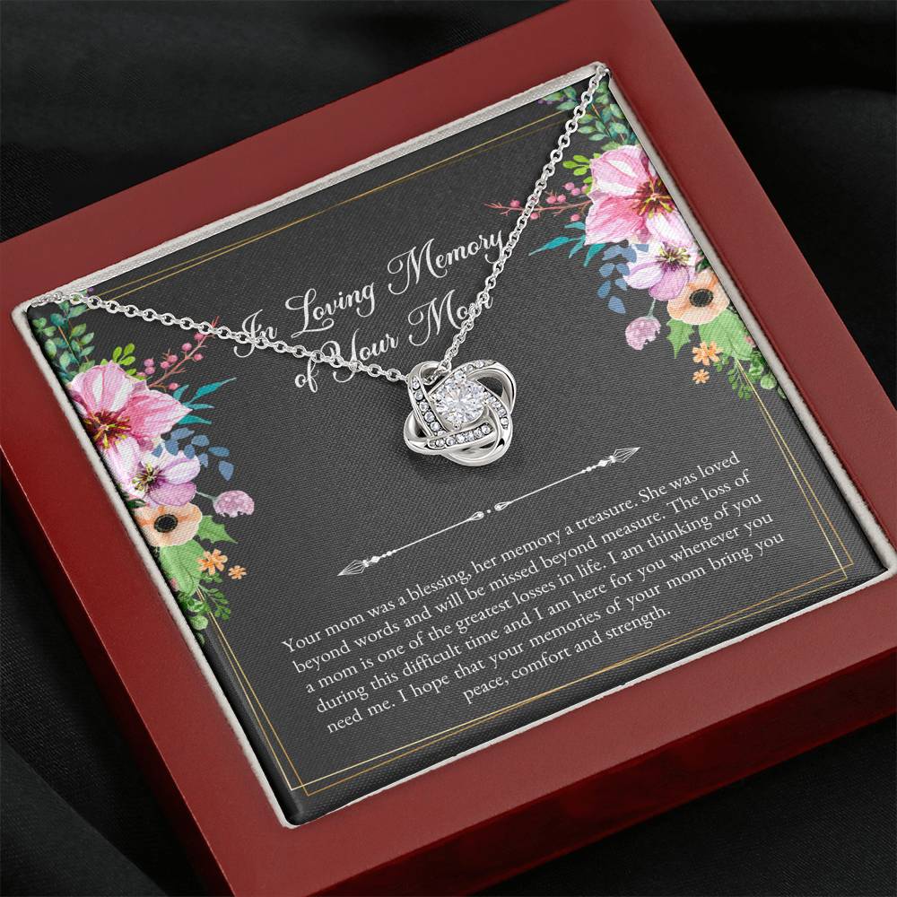 Loss of Mom Gifts, In Loving Memory, Sympathy Love Knot Necklace For Loss of Mom, Memorial Sorry For Your Loss Present