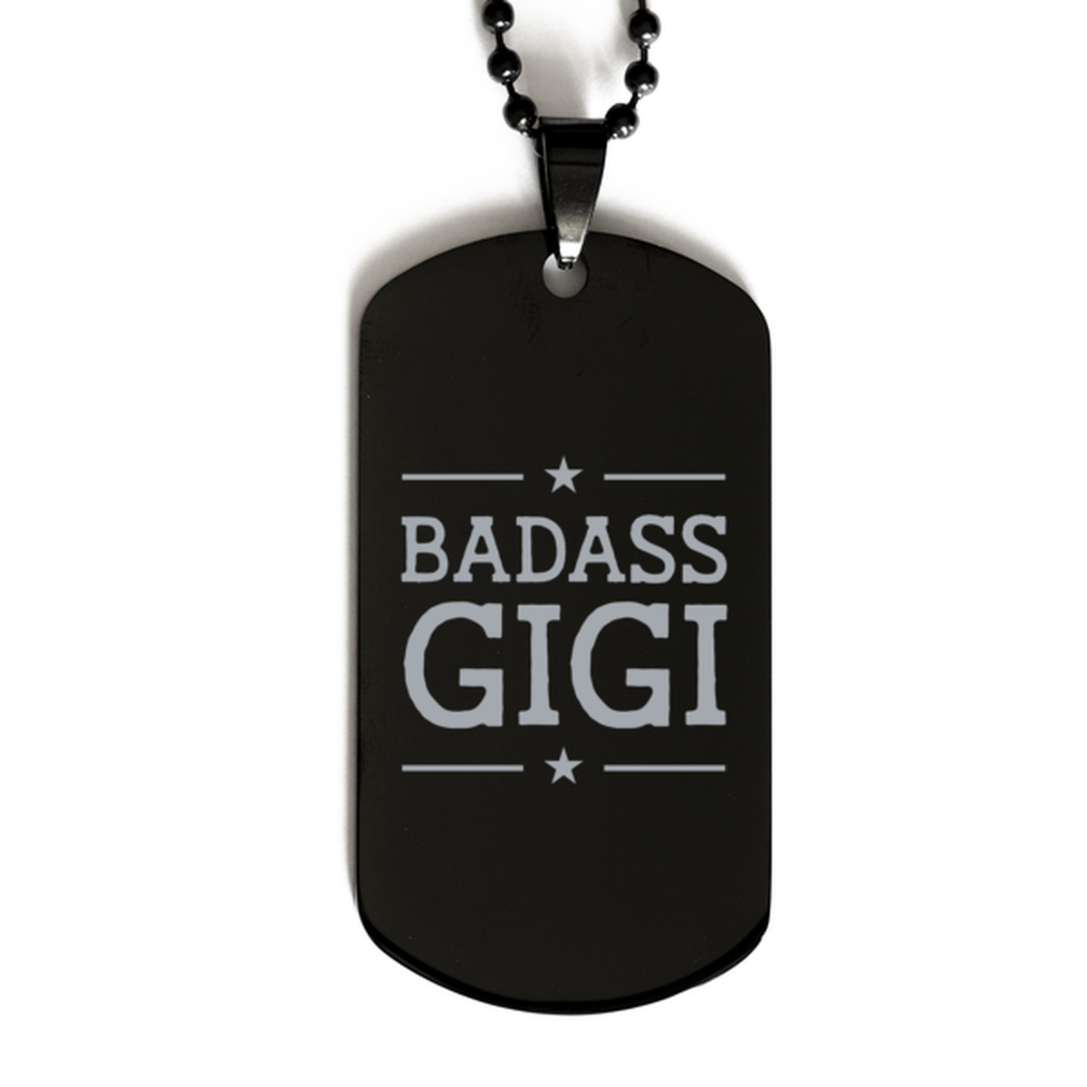 Gigi Black Dog Tag, Badass Gigi, Funny Family Gifts Necklace For Gigi From Granddaughter Grandson