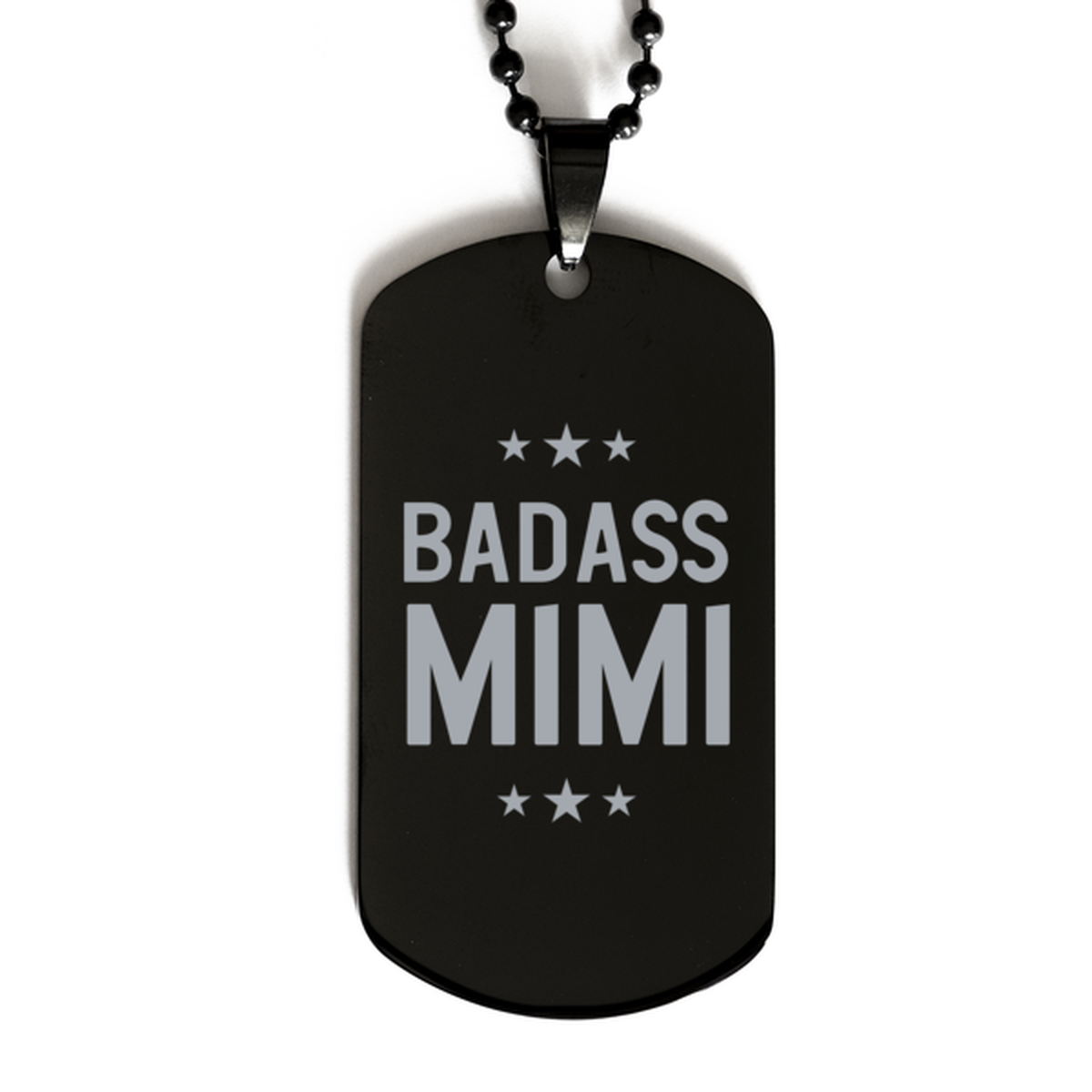 Mimi Black Dog Tag, Badass Mimi, Funny Family Gifts Necklace For Mimi From Granddaughter Grandson