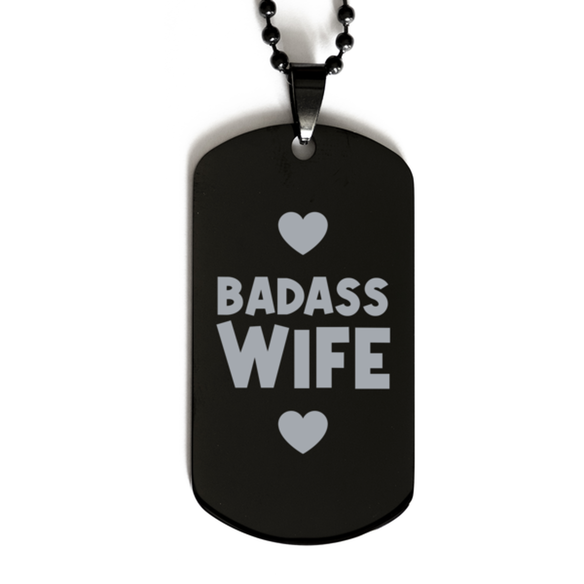 Wife Black Dog Tag, Badass Wife, Funny Family Gifts Necklace For Wife From Husband