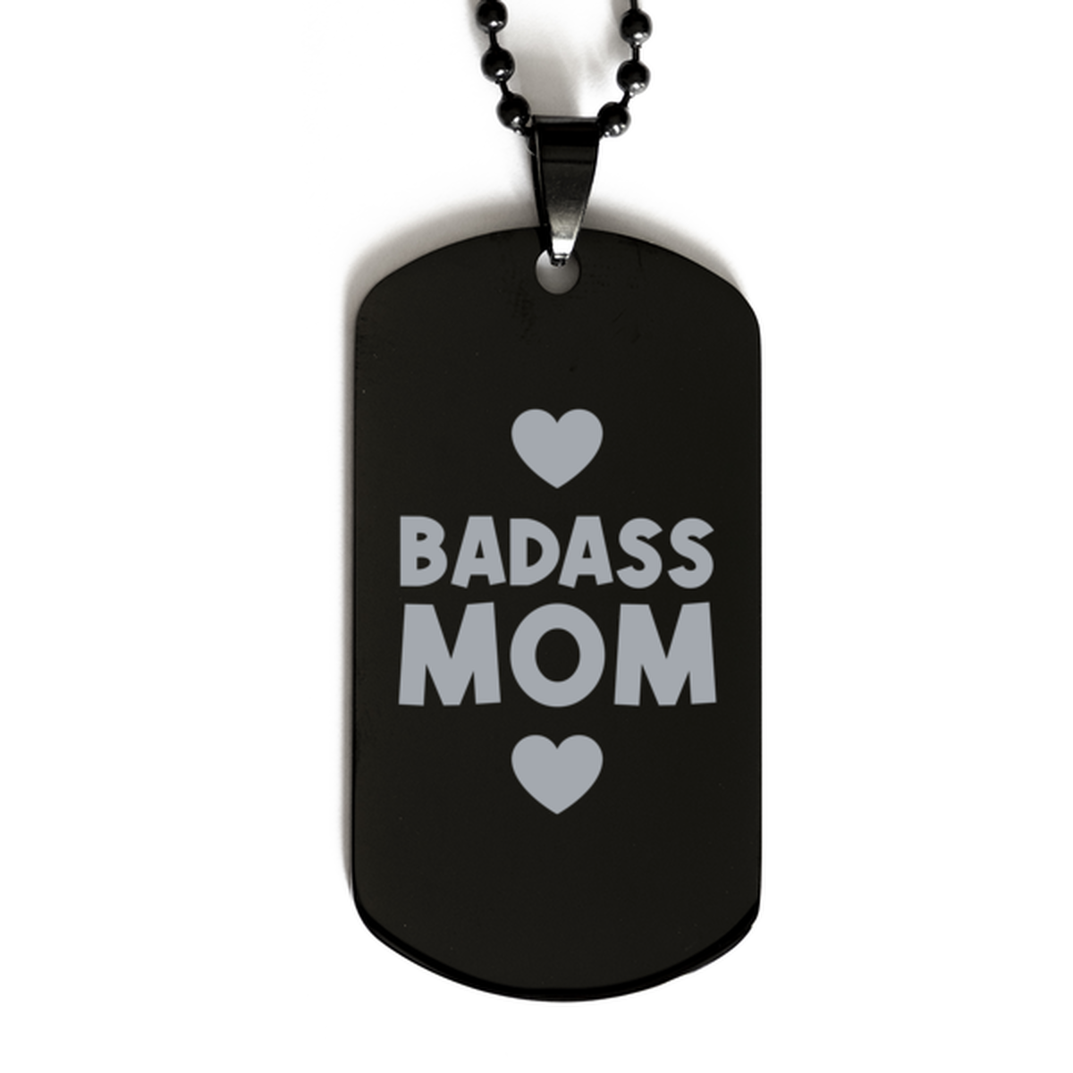 Mom Black Dog Tag, Badass Mom, Funny Family Gifts Necklace For Mom From Son Daughter