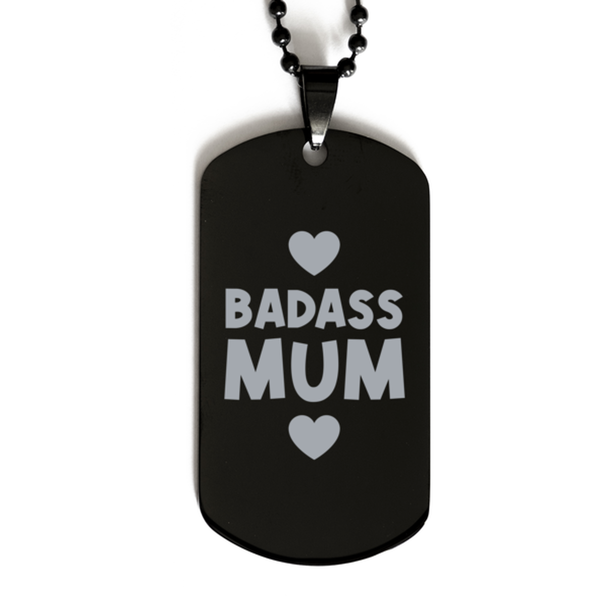 Mum Black Dog Tag, Badass Mum, Funny Family Gifts Necklace For Mum From Son Daughter