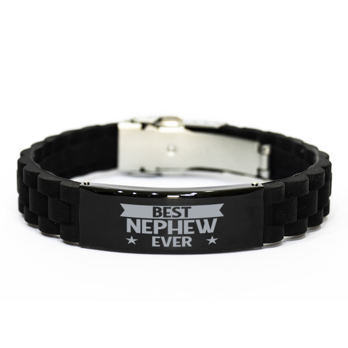 Best Nephew Ever Nephew Gifts, Funny Black Engraved Bracelet For Nephew, Family Gifts For Men Women
