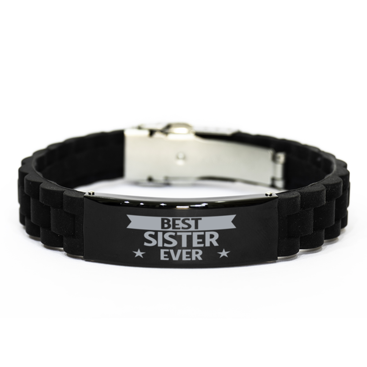 Best Sister Ever Sister Gifts, Funny Black Engraved Bracelet For Sister, Family Gifts For Women