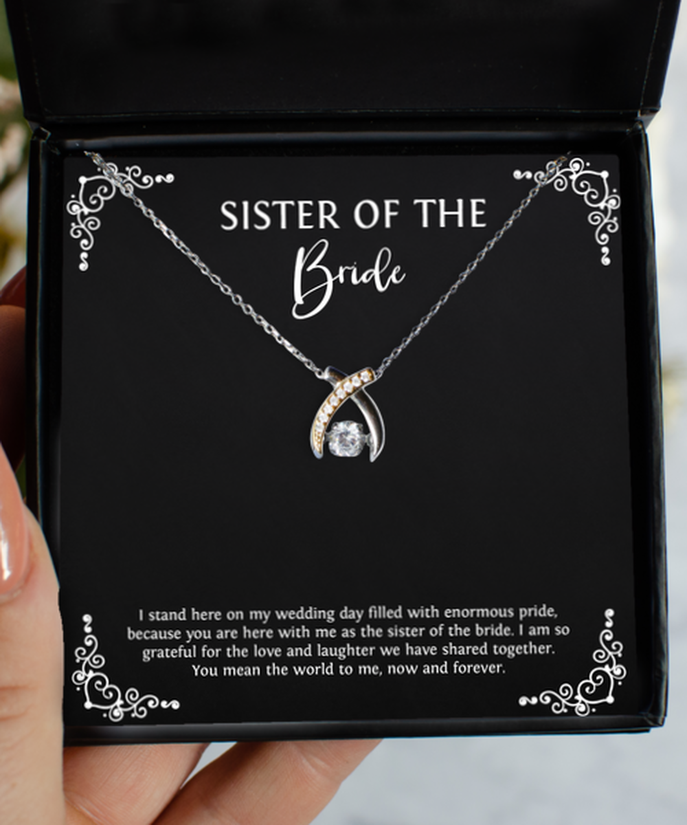 To My Sister Of The Bride Gifts, You Mean The World To Me, Wishbone Dancing Neckace For Women, Wedding Day Thank You Ideas From Bride