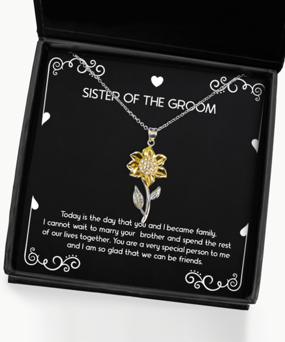 Sister Of The Groom Gifts, You Are Very Special, Sunflower Pendant Necklace For Women, Wedding Day Thank You Ideas From Bride