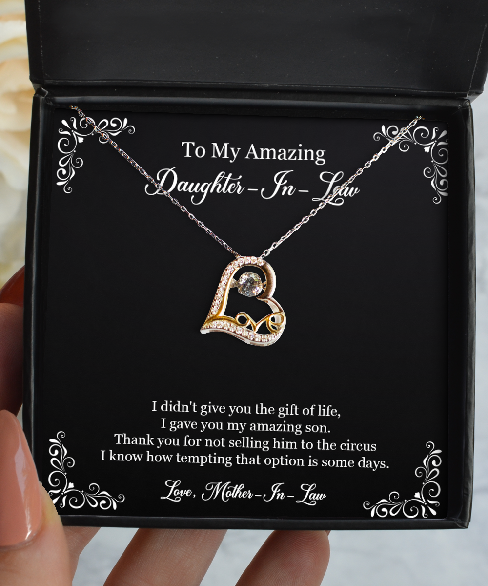To My Daughter in Law Gifts, I Didn't Give You The Gift of Life, Love Dancing Necklace For Women, Birthday Jewelry Gifts From Mother-in-law