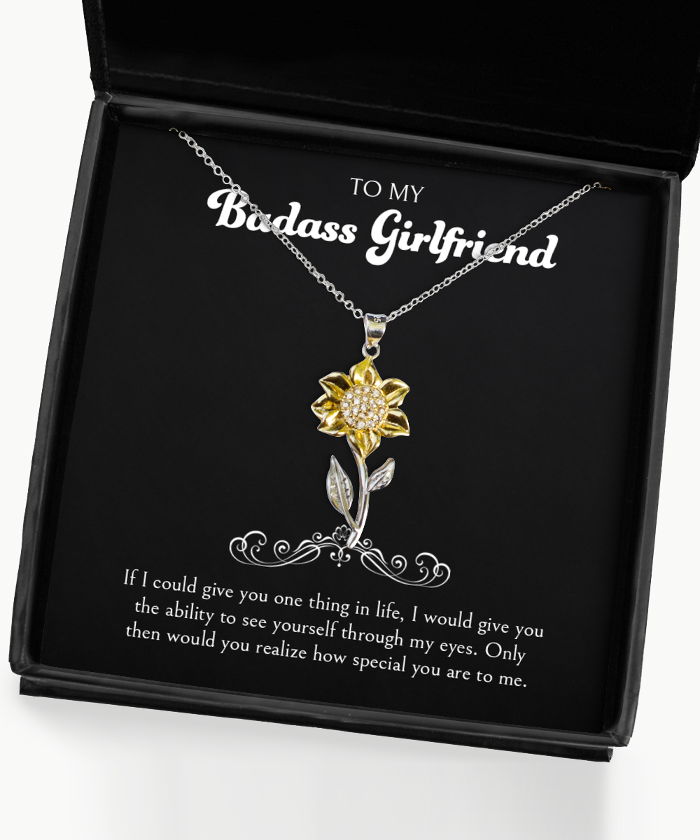 To My Badass Girlfriend, Special You Are To Me, Sunflower Pendant Necklace For Women, Anniversary Birthday Valentines Day Gifts From Boyfriend
