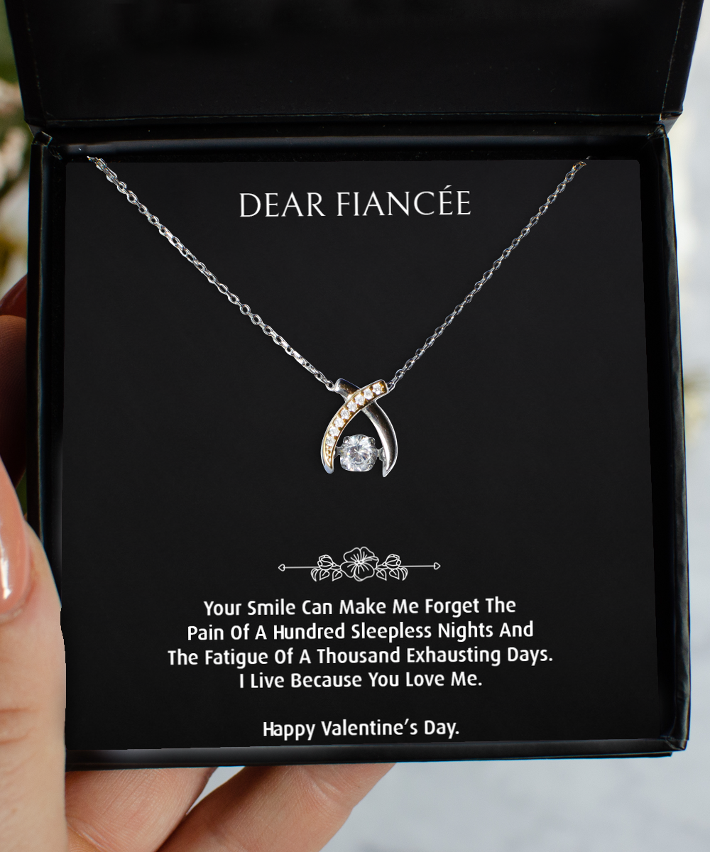 To My Fiancée, Your Smile, Wishbone Dancing Necklace For Women, Valentines Day Gifts From Fiancé