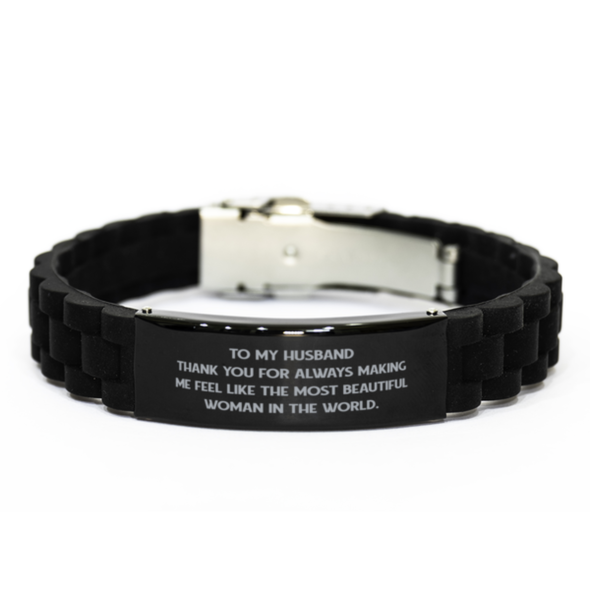 To My Husband Black Bracelet, Thank You Always, Valentines Gifts For Husband From Wife, Birthday Gifts For Men